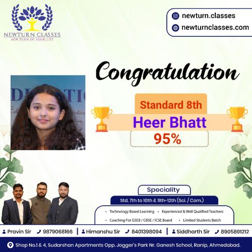 Newturn Classes Std 12th Board Topper Commerce 2026 Ranip Ahmedabad