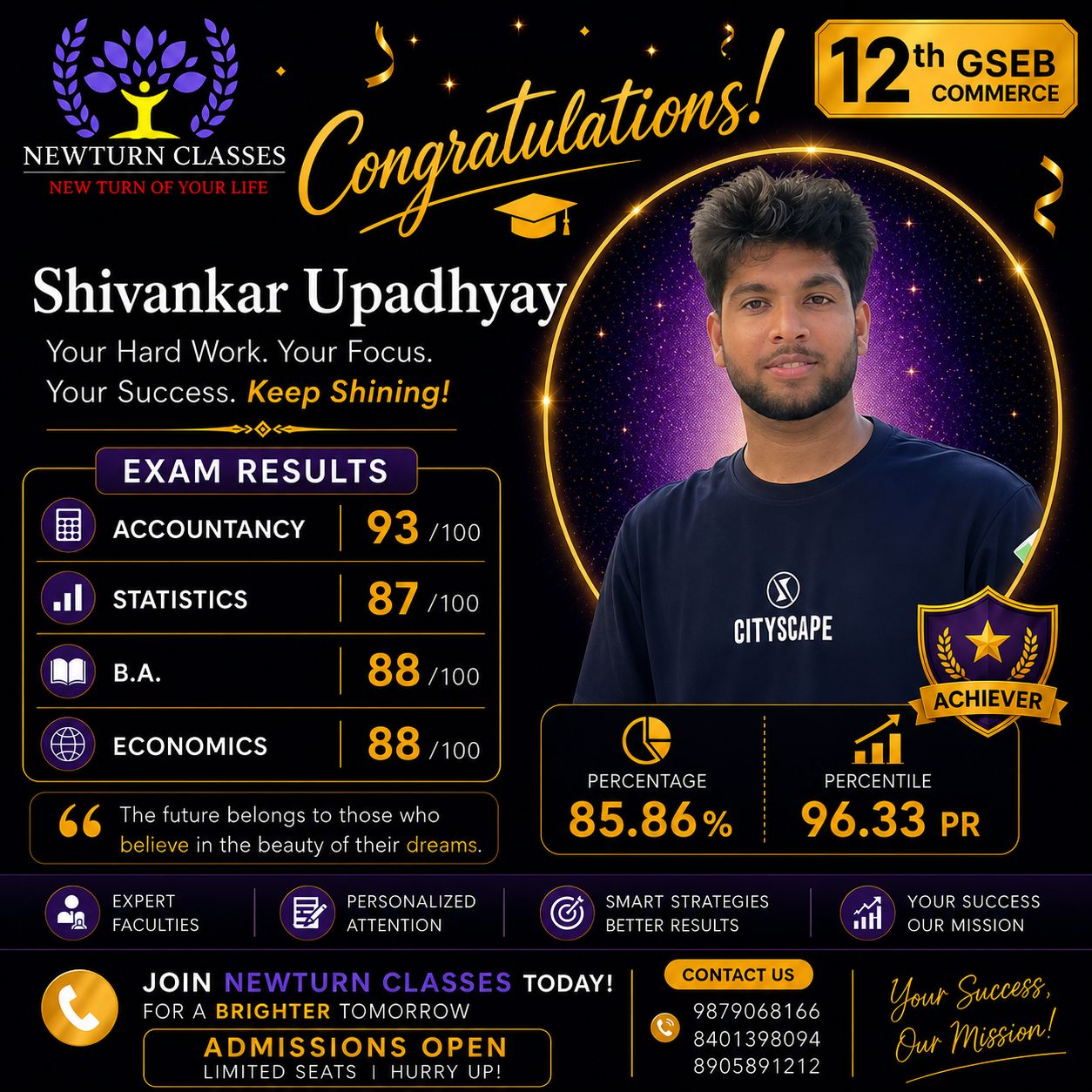 Newturn Classes Shining Star - Std 12th GSEB Board Topper 2026 Ahmedabad