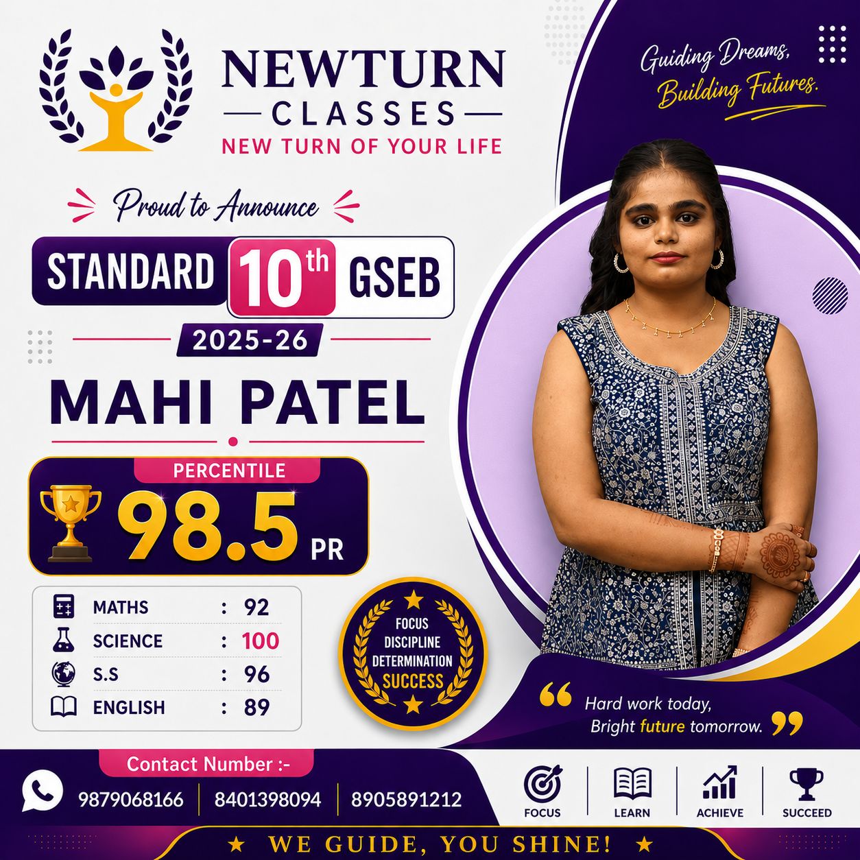 Newturn Classes Shining Star Rank 1 - Std 10th GSEB Topper 2026 Ahmedabad