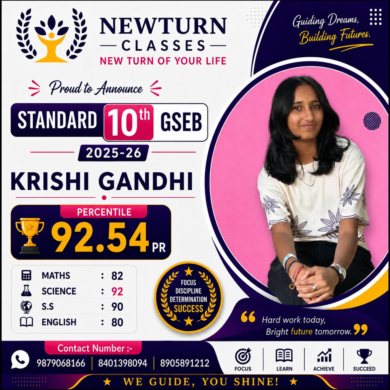 Newturn Classes Shining Star Rank 13 - Std 10th GSEB Topper 2026 Ahmedabad