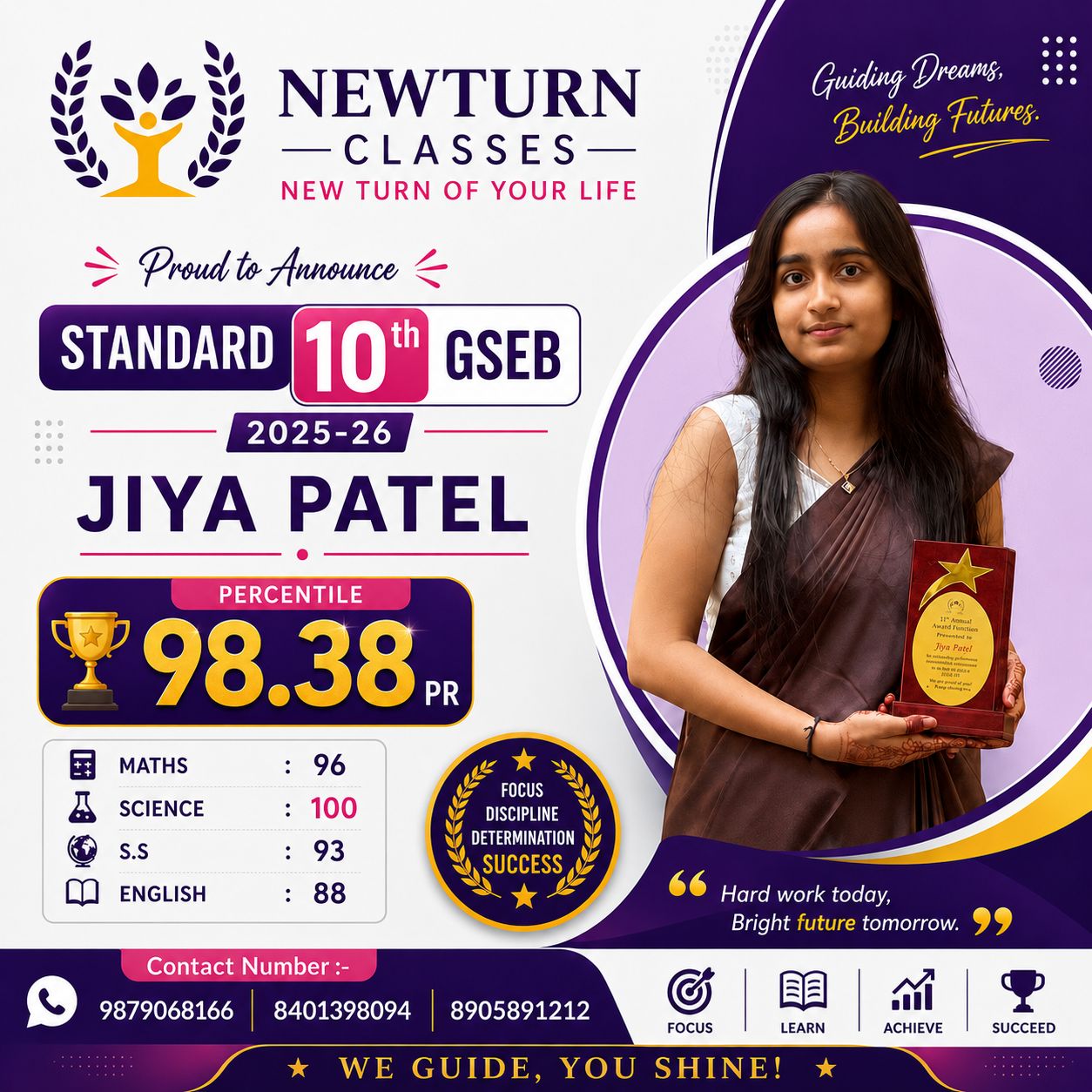 Newturn Classes Shining Star Rank 2 - Std 10th GSEB Topper 2026 Ahmedabad