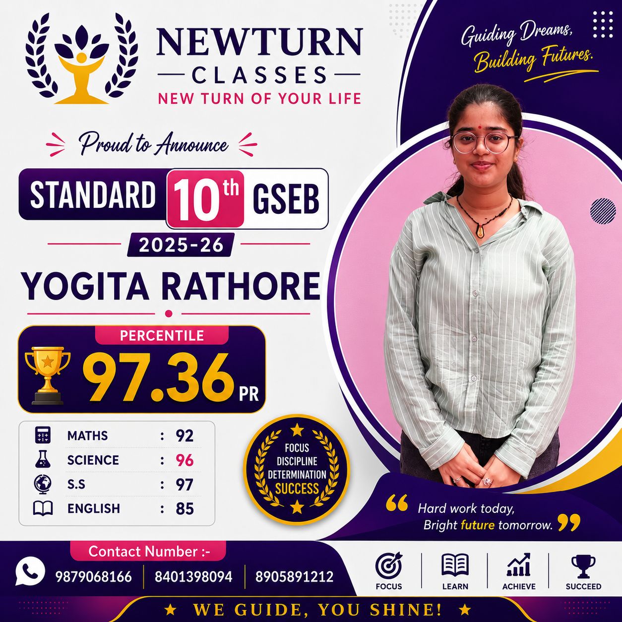 Newturn Classes Shining Star Rank 4 - Std 10th GSEB Topper 2026 Ahmedabad