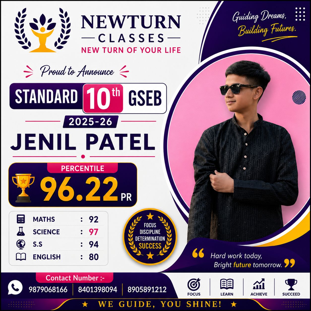 Newturn Classes Shining Star Rank 7 - Std 10th GSEB Topper 2026 Ranip Ahmedabad