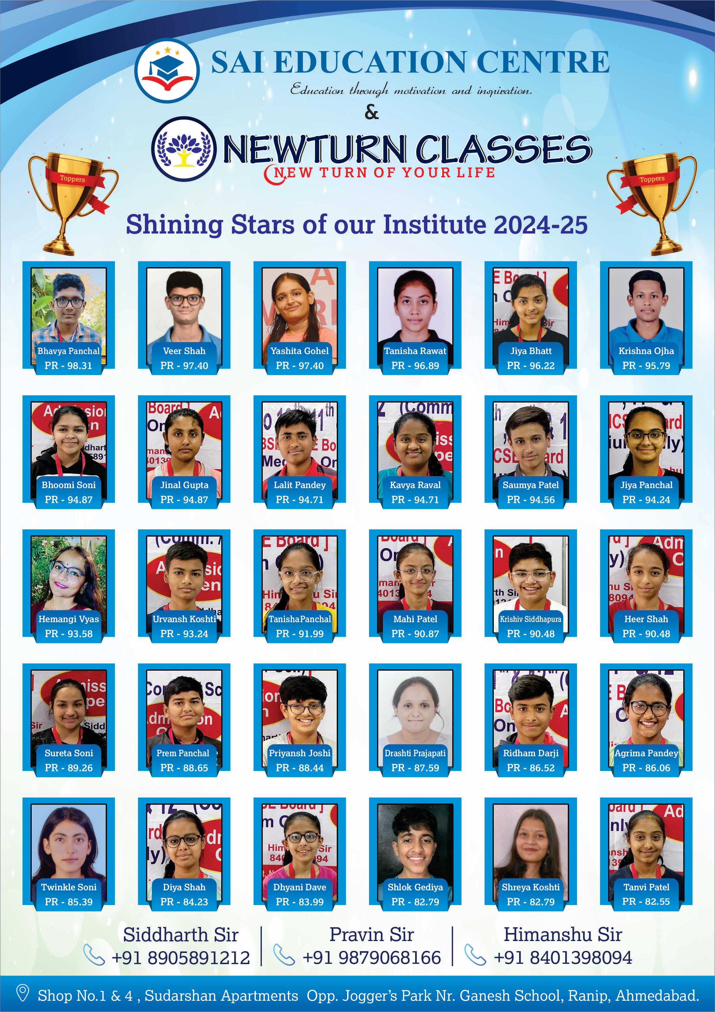 Newturn Classes Student Achievement - 10th Board Result 2025 Ahmedabad
